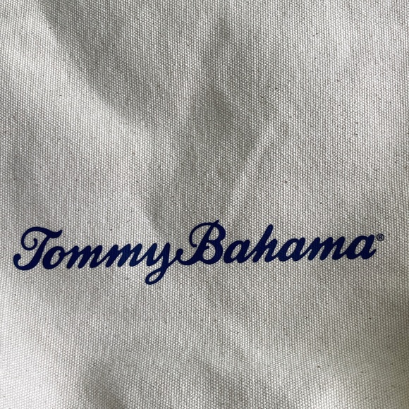 Tommy Bahama Tan Tote with Pink and Blue Pineapple Design - Picture 2 of 8